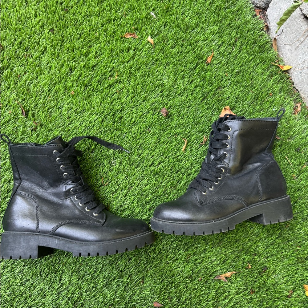 Steve Madden Black Heeled Combat Boots